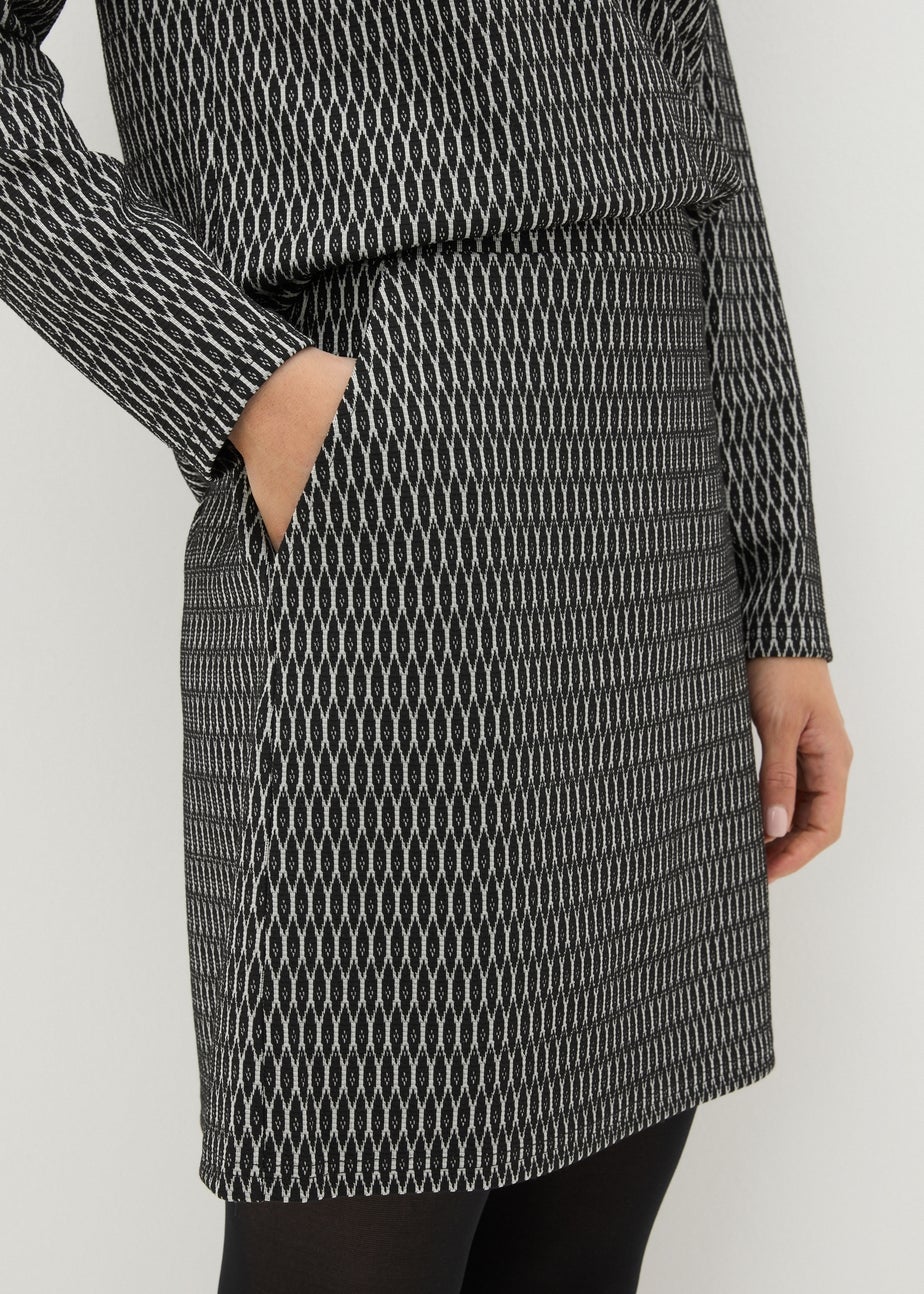 Black Jacquard Co Ord A Line Mini Skirt