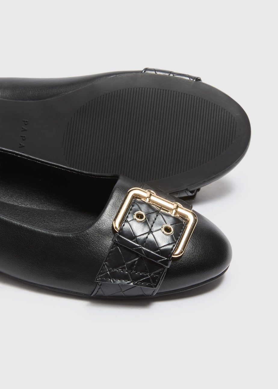 Black Buckle Detail Ballet Flats
