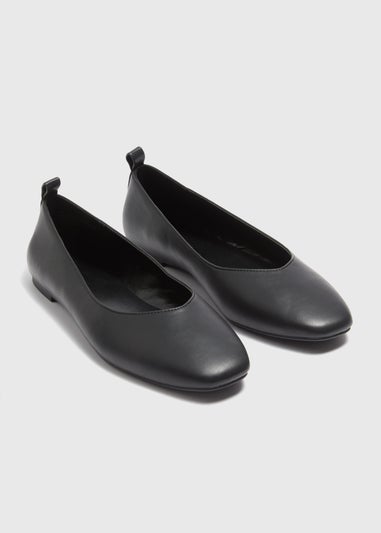 Black Square Toe Ballet Flats