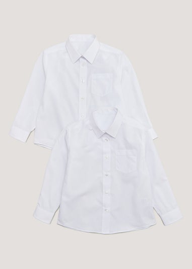 Girls 2 Pack White Plus Fit Long Sleeve School Blouses (6-16yrs)