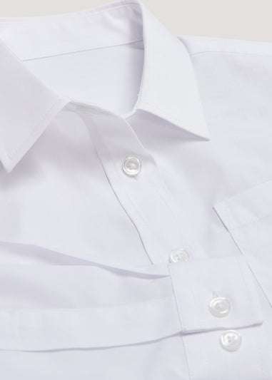 Girls 2 Pack White Plus Fit Long Sleeve School Blouses (6-16yrs)