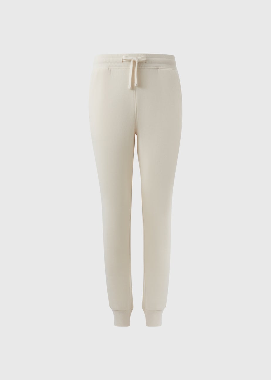 Cream Slim Fit Jogging Bottoms