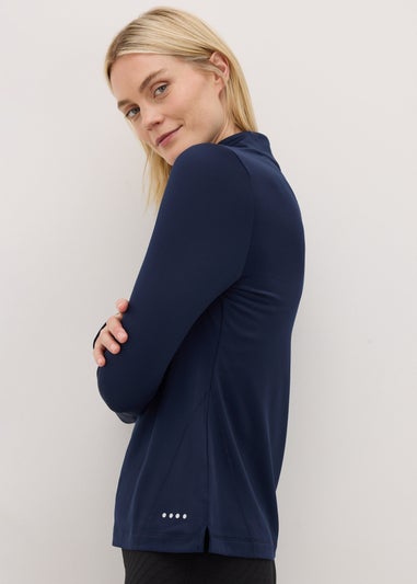 Souluxe Navy Brushed Half Zip Long Sleeved Top