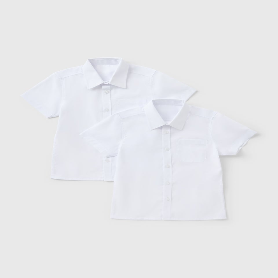 2 Pack Boys White Slim Fit School Shirts (4-16yrs)