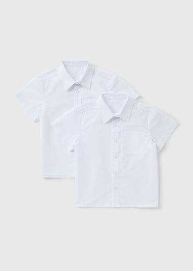 Boys 2 Pack White Plus Fit Short Sleeve School Shirts (6-16yrs)
