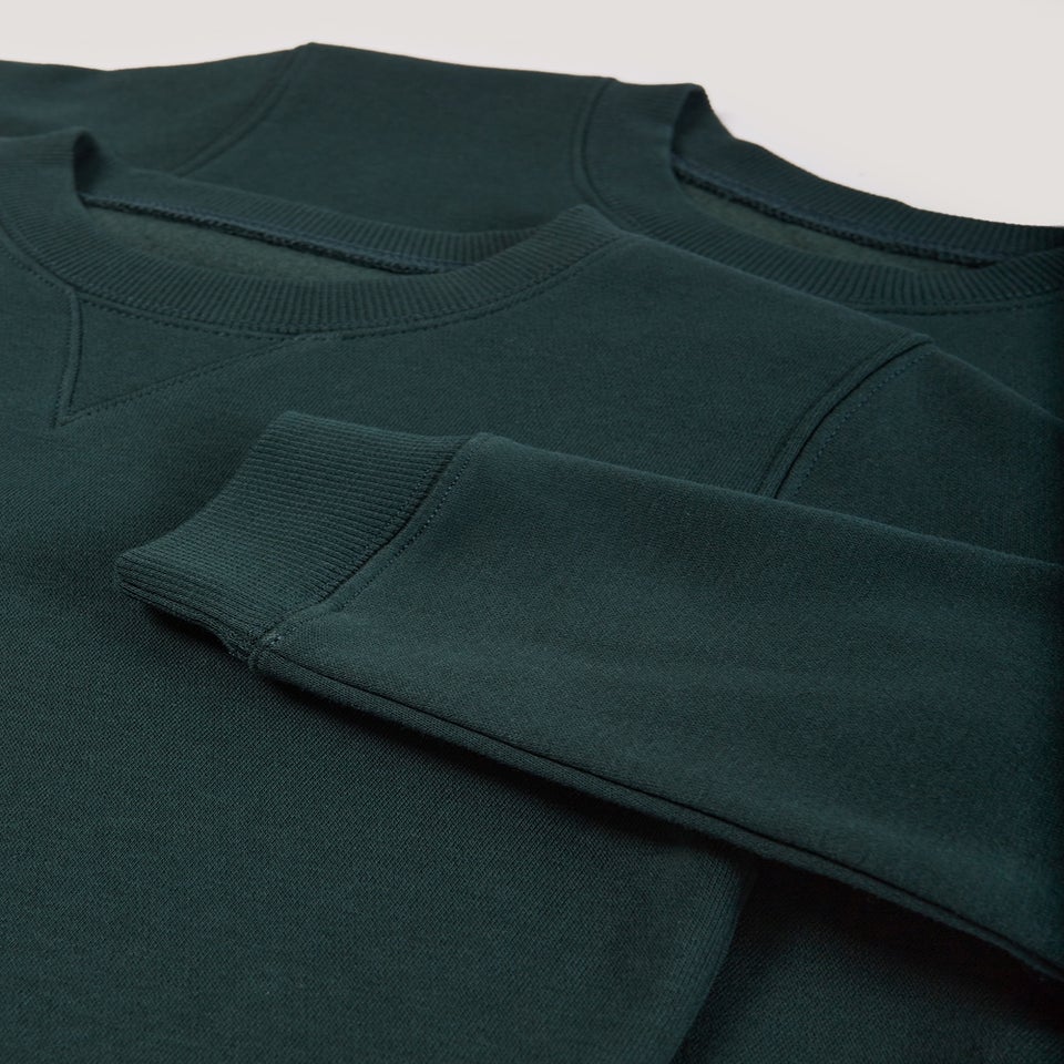 Kids 2 Pack Green Crew Neck School Sweatshirts (3-13yrs)