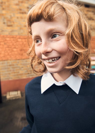 Kids 2 Pack Navy Crew Neck School Sweatshirts (3-13yrs)