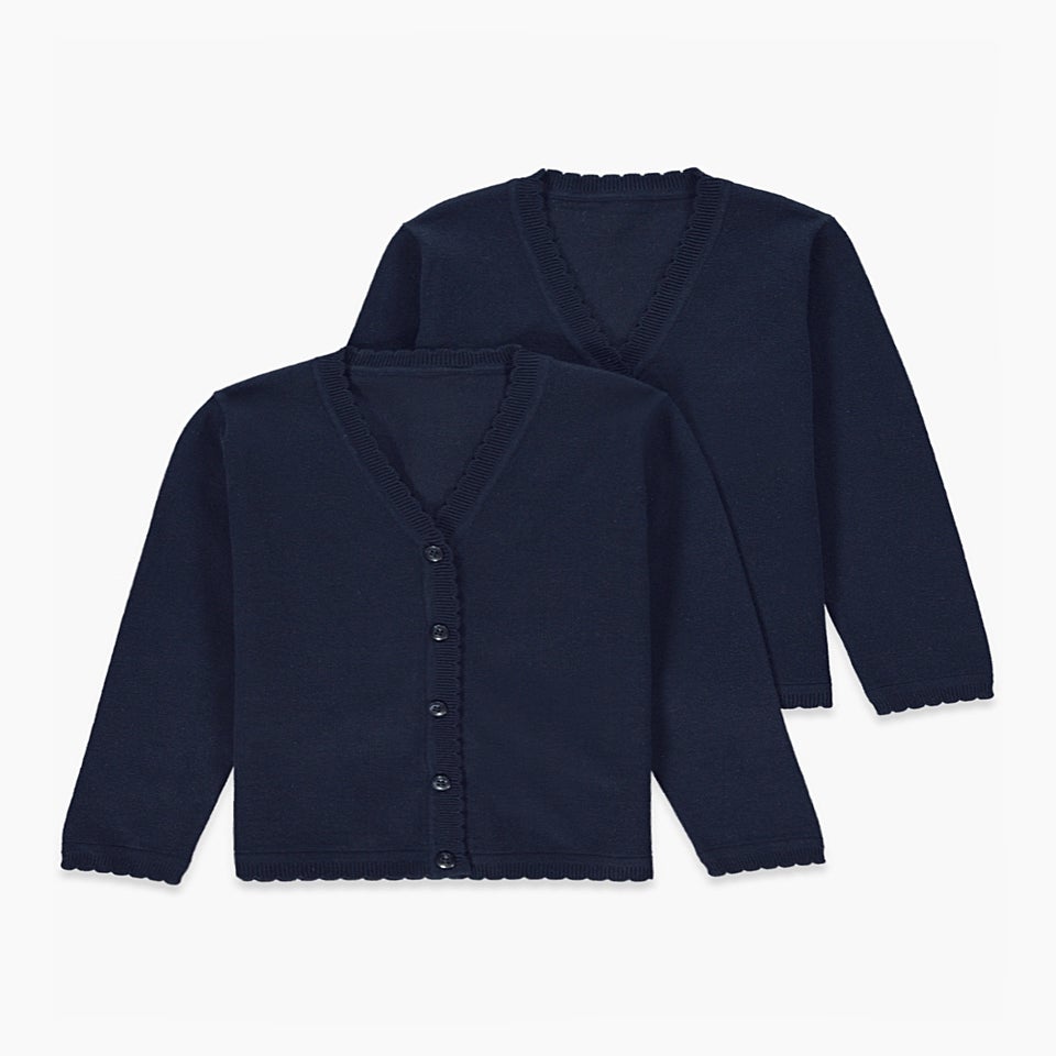Girls 2 Pack Navy School Cardigans (3-13yrs)