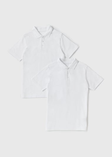 2 Pack White Slim Fit Polo Shirts (3-16yrs)