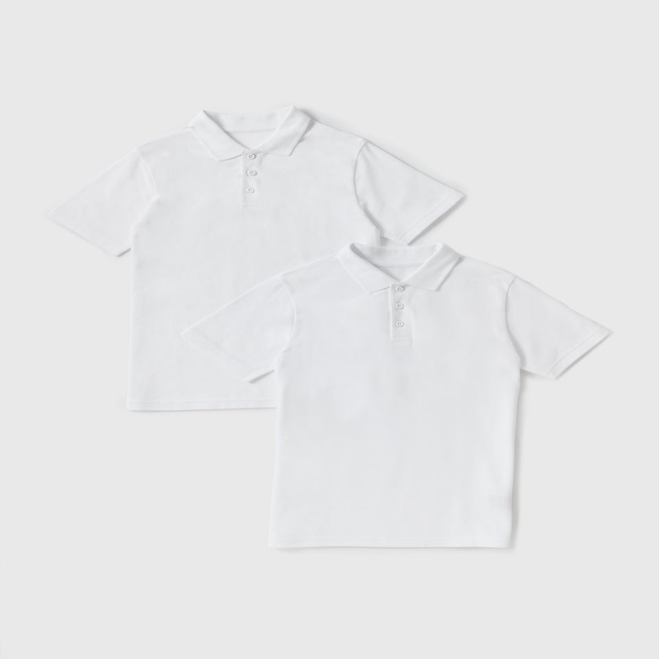 2 Pack White Slim Fit Polo Shirts (3-16yrs)