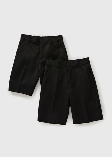 Boys 2 Pack Black Regular Fit Shorts (3-13yrs)
