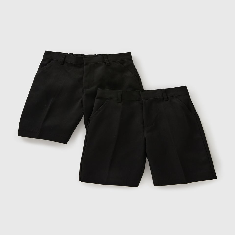 Boys 2 Pack Black Regular Fit Shorts (3-13yrs)
