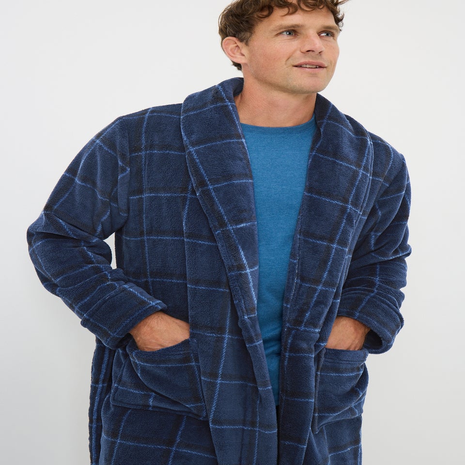 Navy Check Dressing Gown
