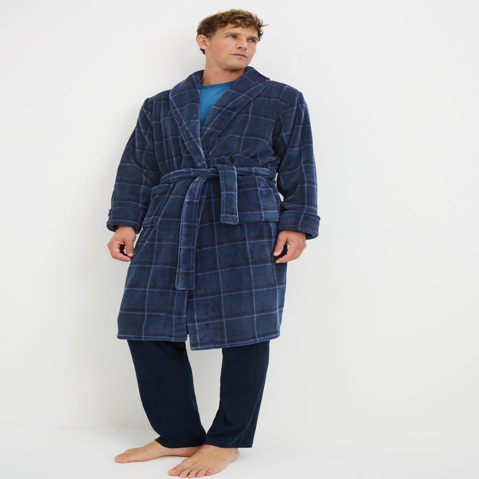 Navy Check Dressing Gown