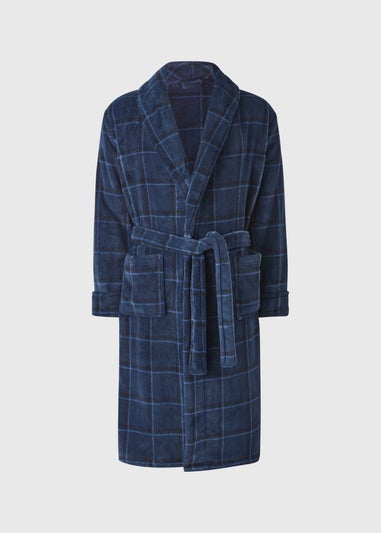 Navy Check Dressing Gown
