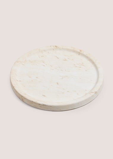 White Marble Effect Candle Plate