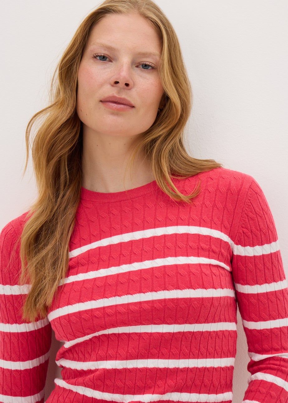Coral Baby Cable Stripe Jumper