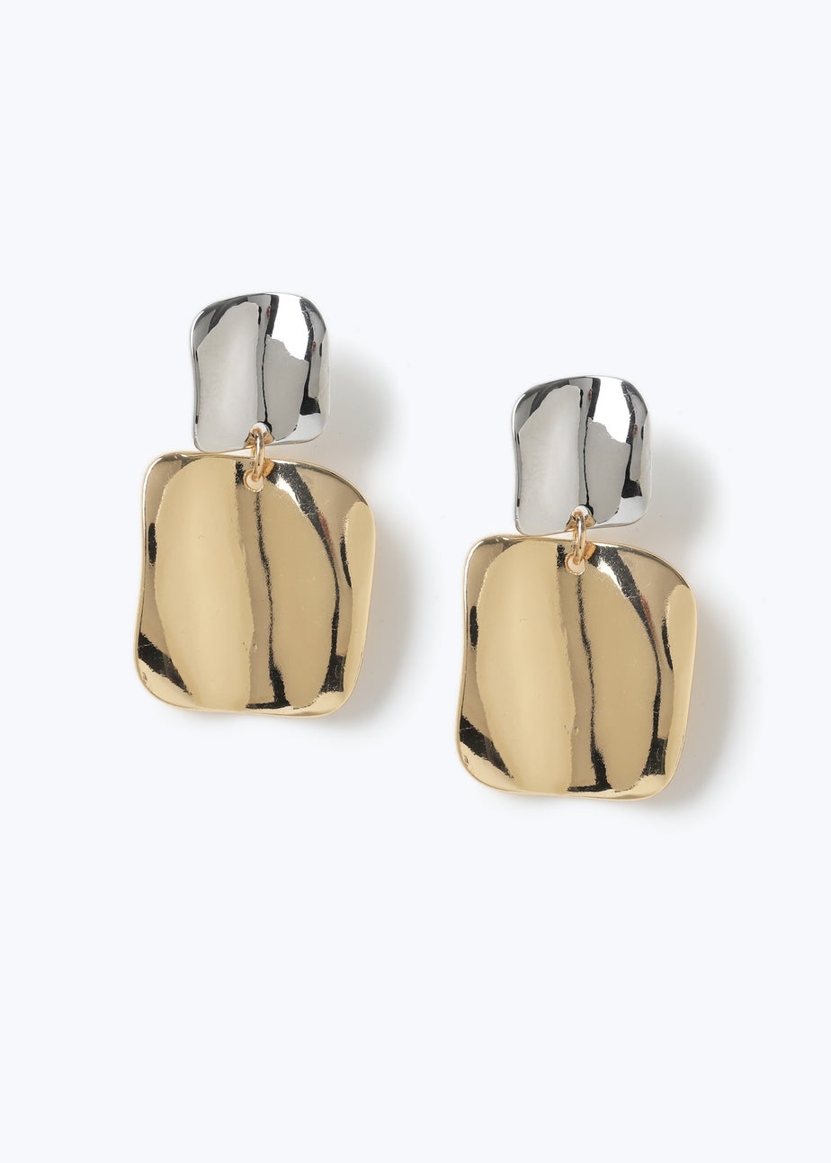 Muse  Mixed Metal Large Crinkle Drop Earring