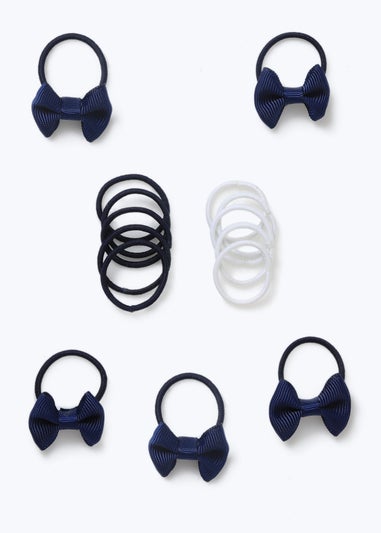 Multipack Girls Navy Bow Tiny Hair Bobbles