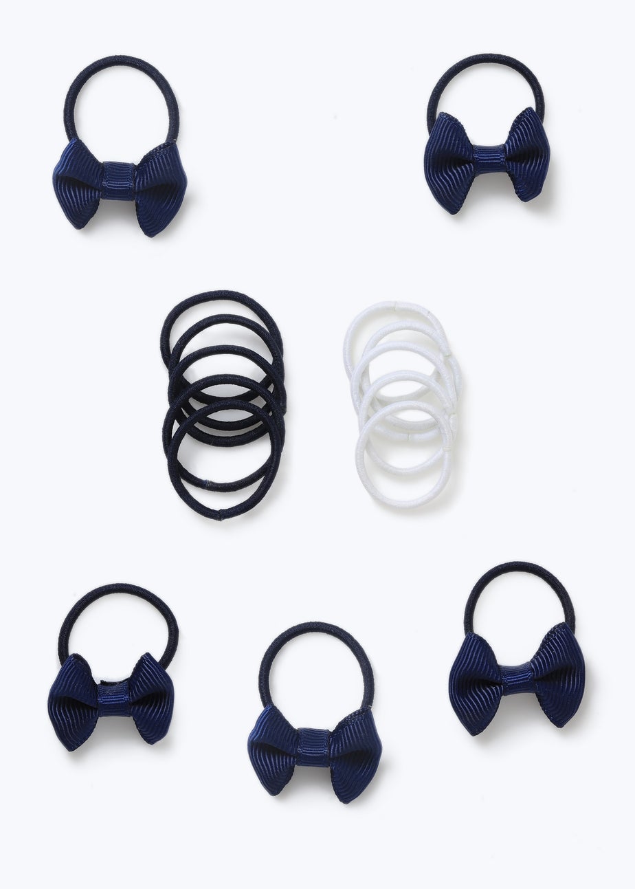 Multipack Girls Navy Bow Tiny Hair Bobbles