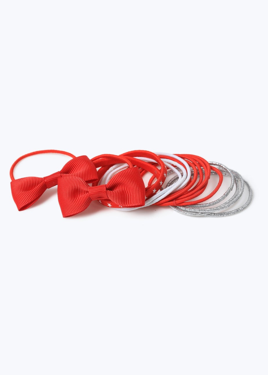 Multipack Girls Red Bow Hair Bobbles.