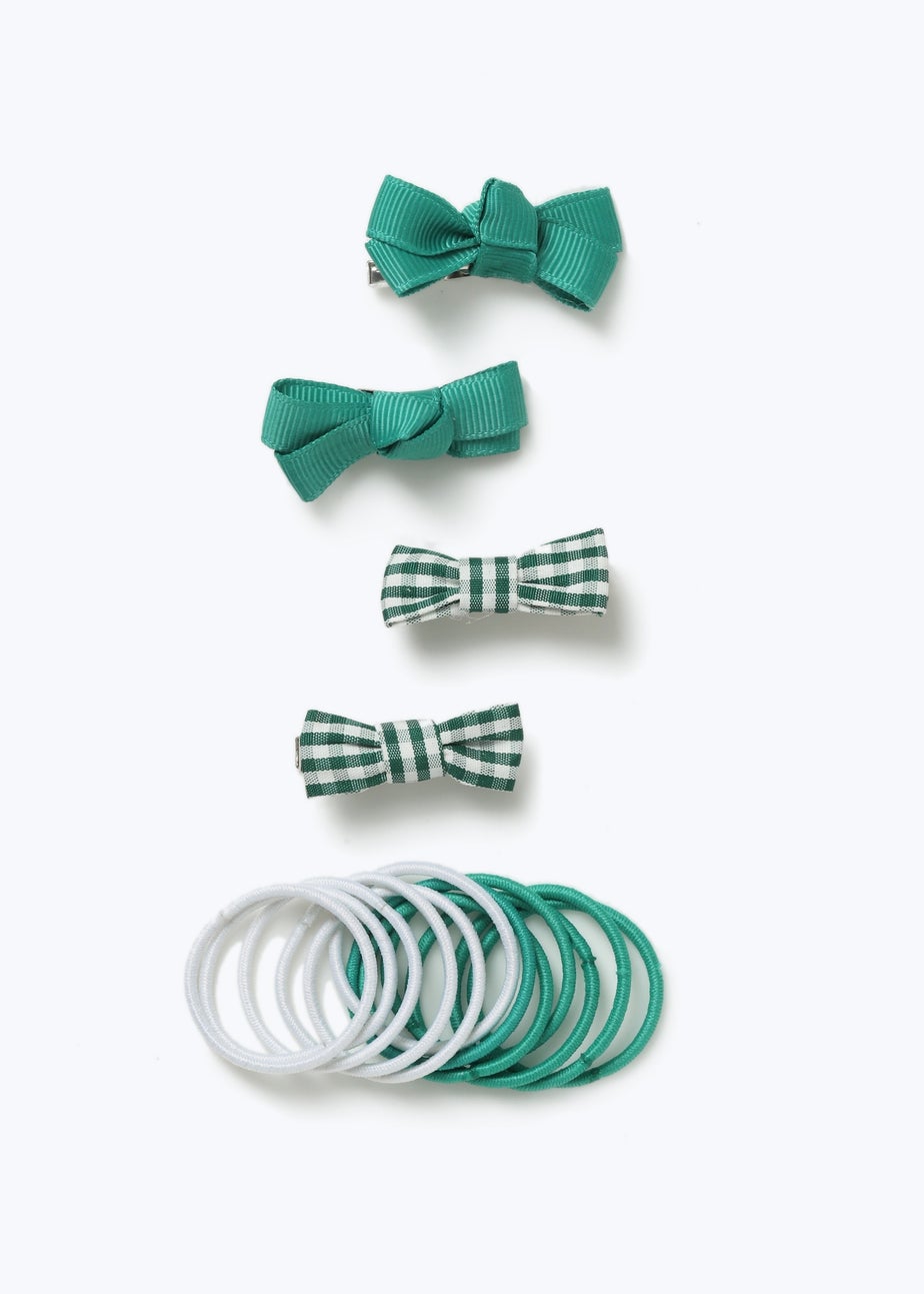 Multipack Girls Green Hair Bobbles & Hair Clips