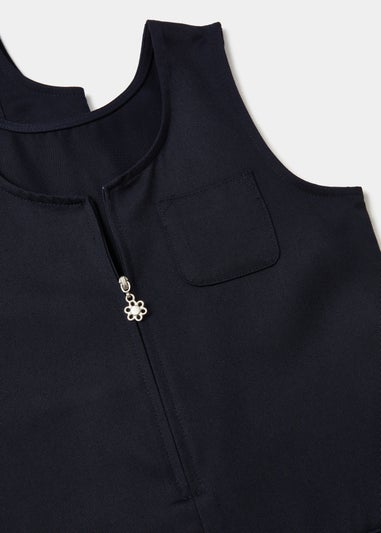 2 Pack Girls Navy Zip Front Pinafore Dress (3-9yrs)