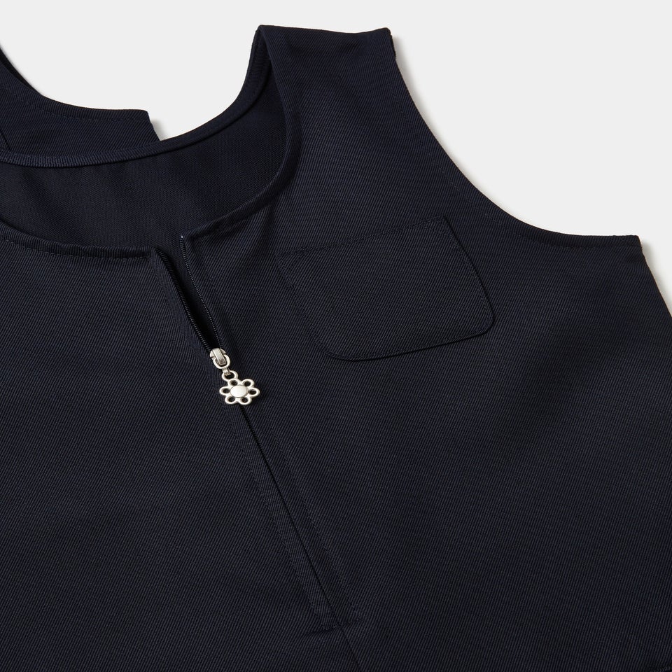 2 Pack Girls Navy Zip Front Pinafore Dress (3-9yrs)