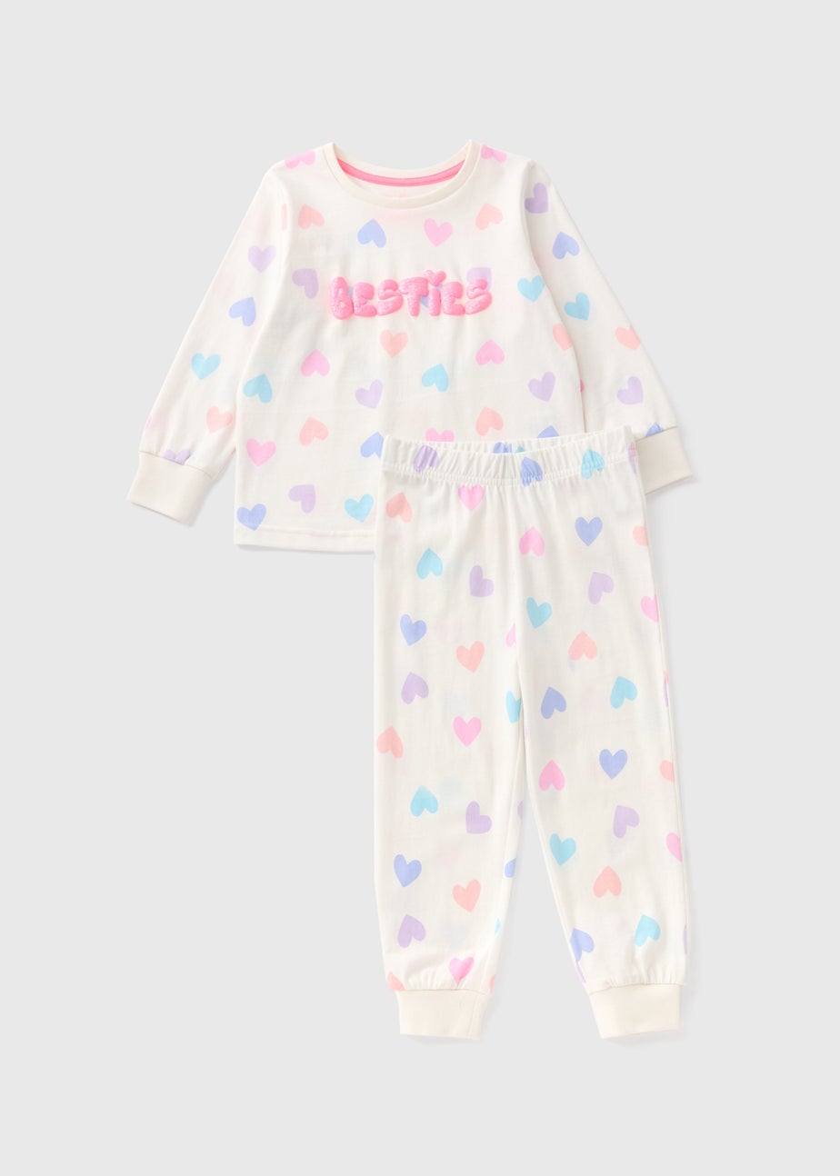 Girls Cream Besties Pyjama Set (1-7yrs)