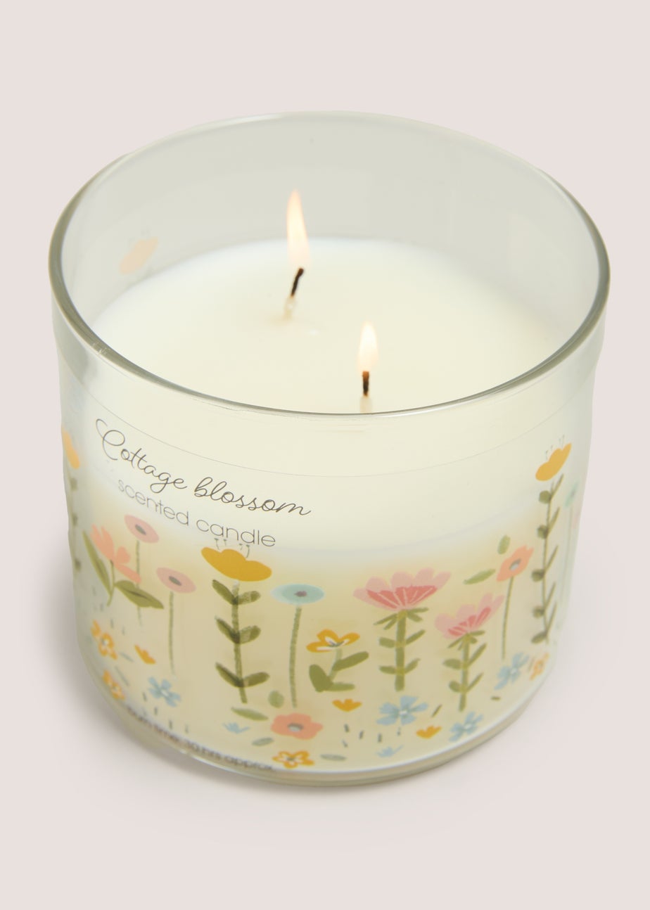 Cottage Blossom Floral Glass Candle