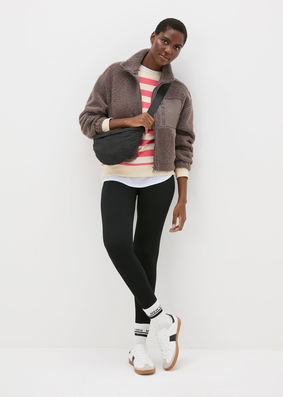 Coral Stripe Slogan Sweatshirt