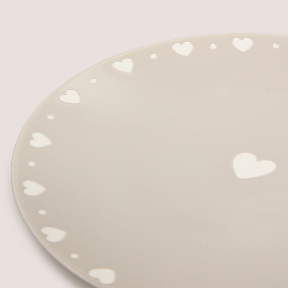 Neutral Heart Dinner Plate