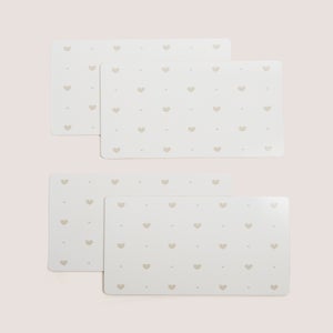 4 Pack White Heart Cork Placemats