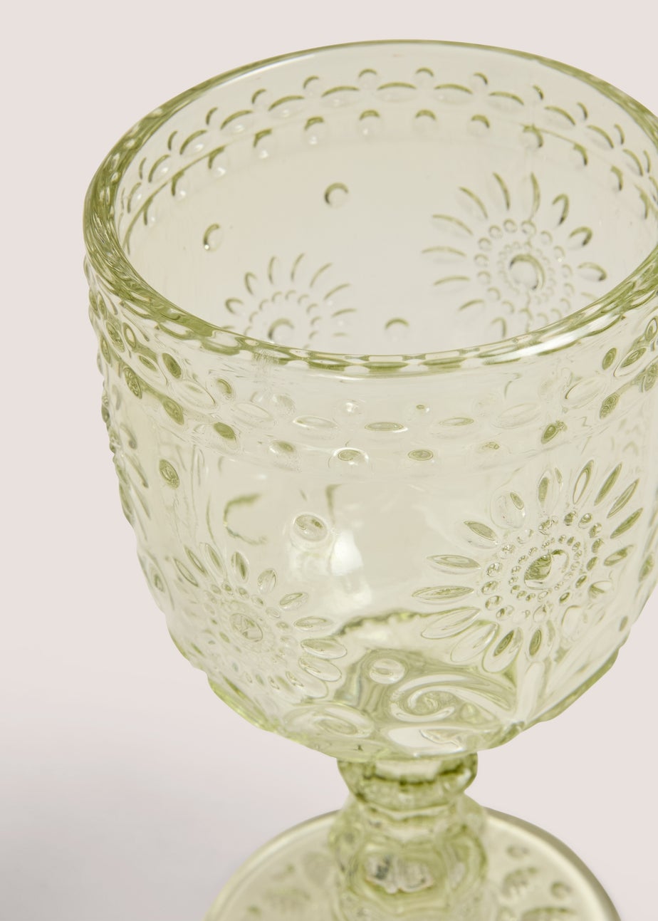 Green Meadow Floral Wine Glass