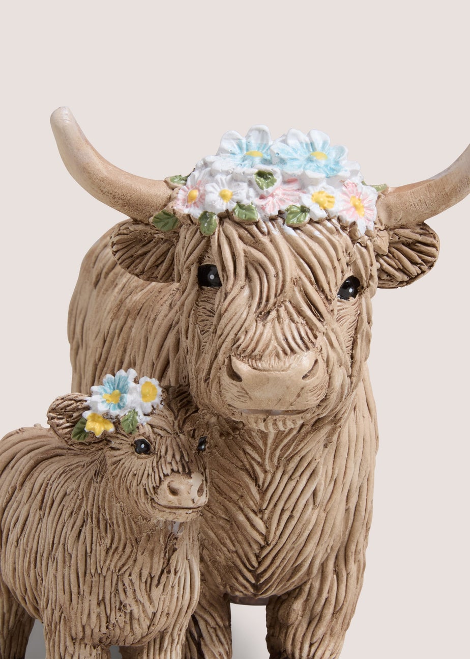 Highland Cow Mum & Baby Ornament