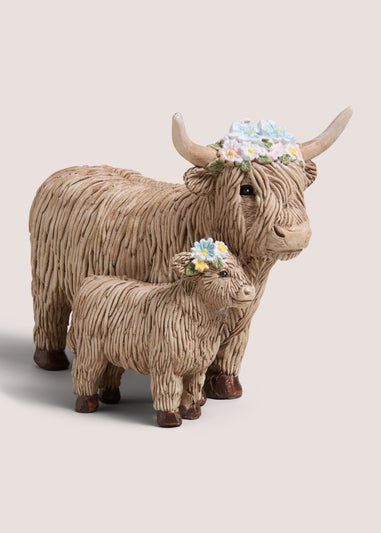 Highland Cow Mum & Baby Ornament