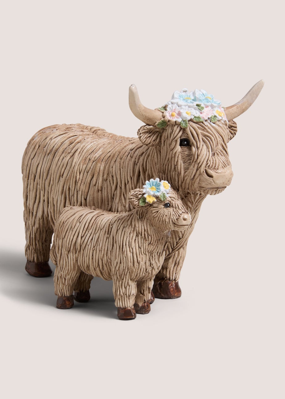 Highland Cow Mum & Baby Ornament