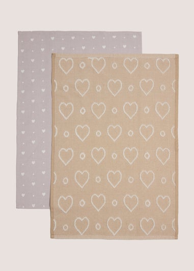 2 Pack Neutral Heart Tea Towels