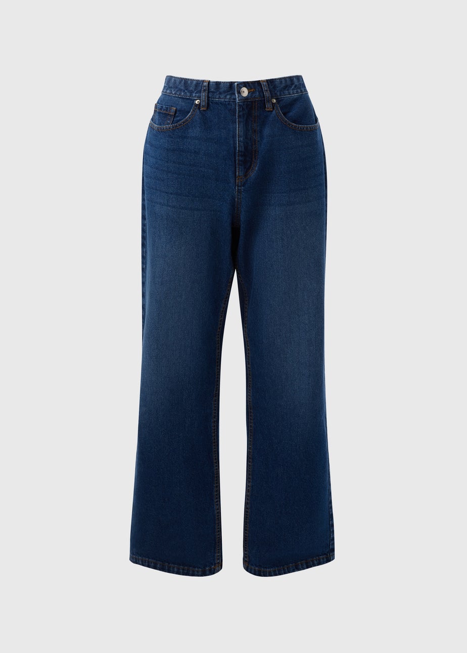 Papaya Petite Blue Mid Wash Relaxed Straight Jeans