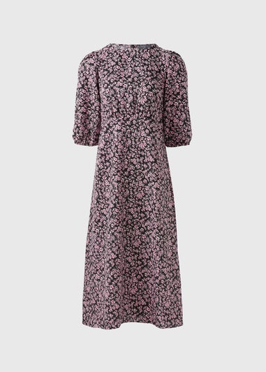 Pink Ditsy Floral Midi Tea Dress