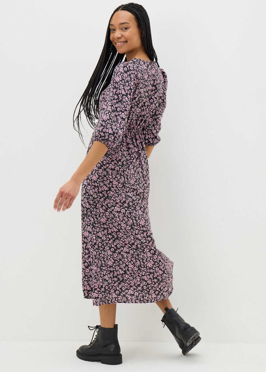 Pink Ditsy Floral Midi Tea Dress