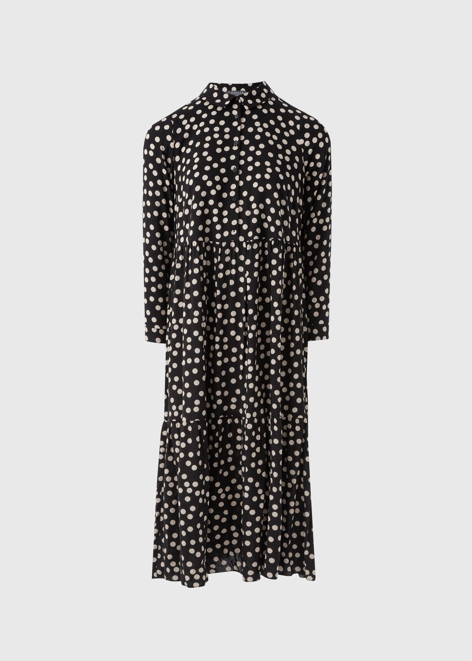Black Spot Shirt Midi Dress