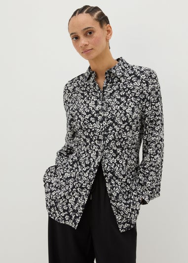 Black Floral Viscose Shirt
