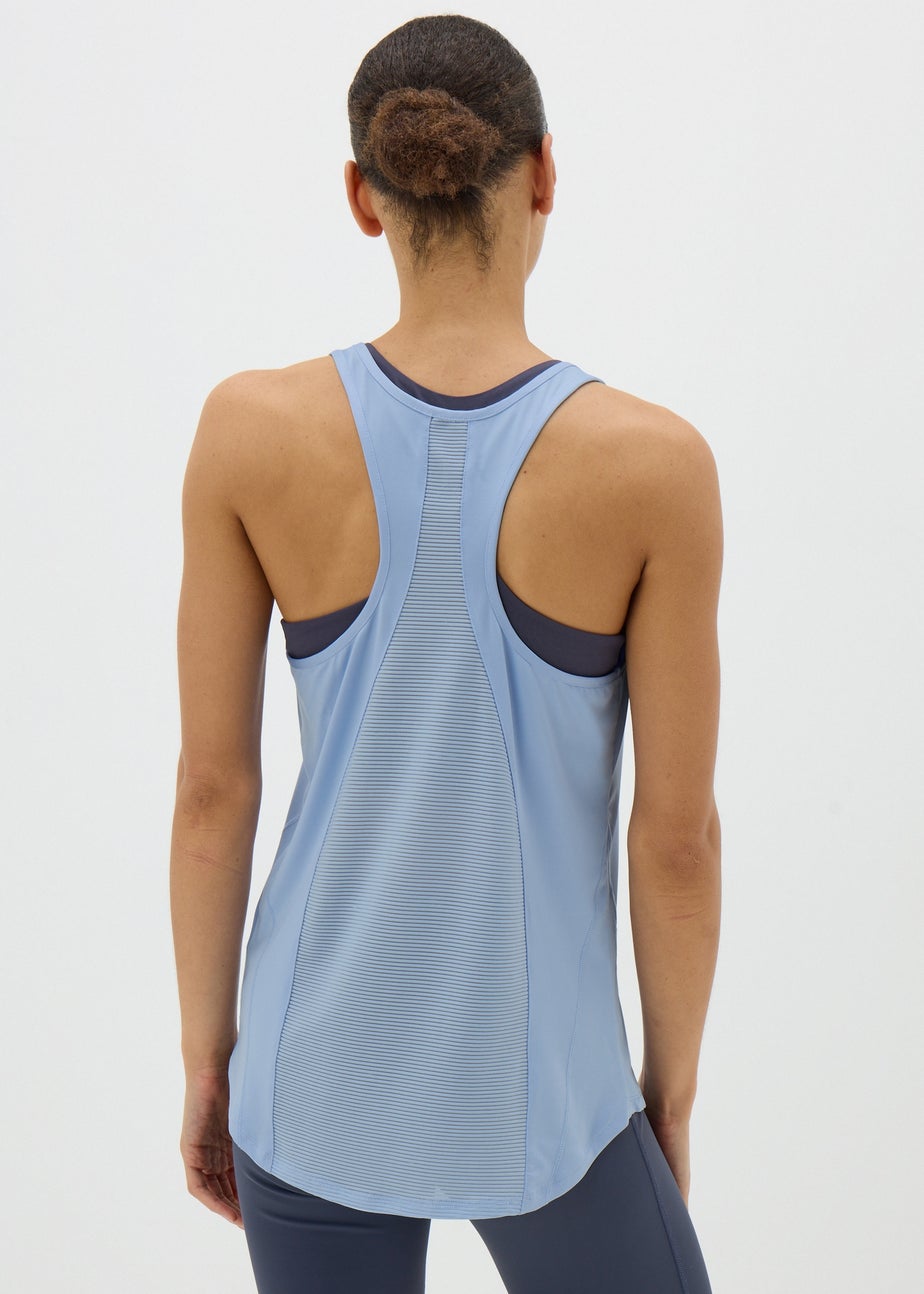 Blue Mesh Detail Vest Top