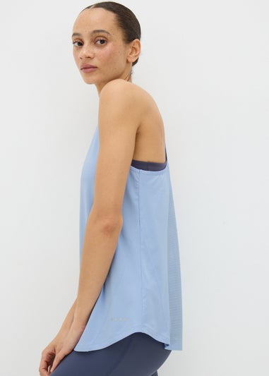 Blue Mesh Detail Vest Top