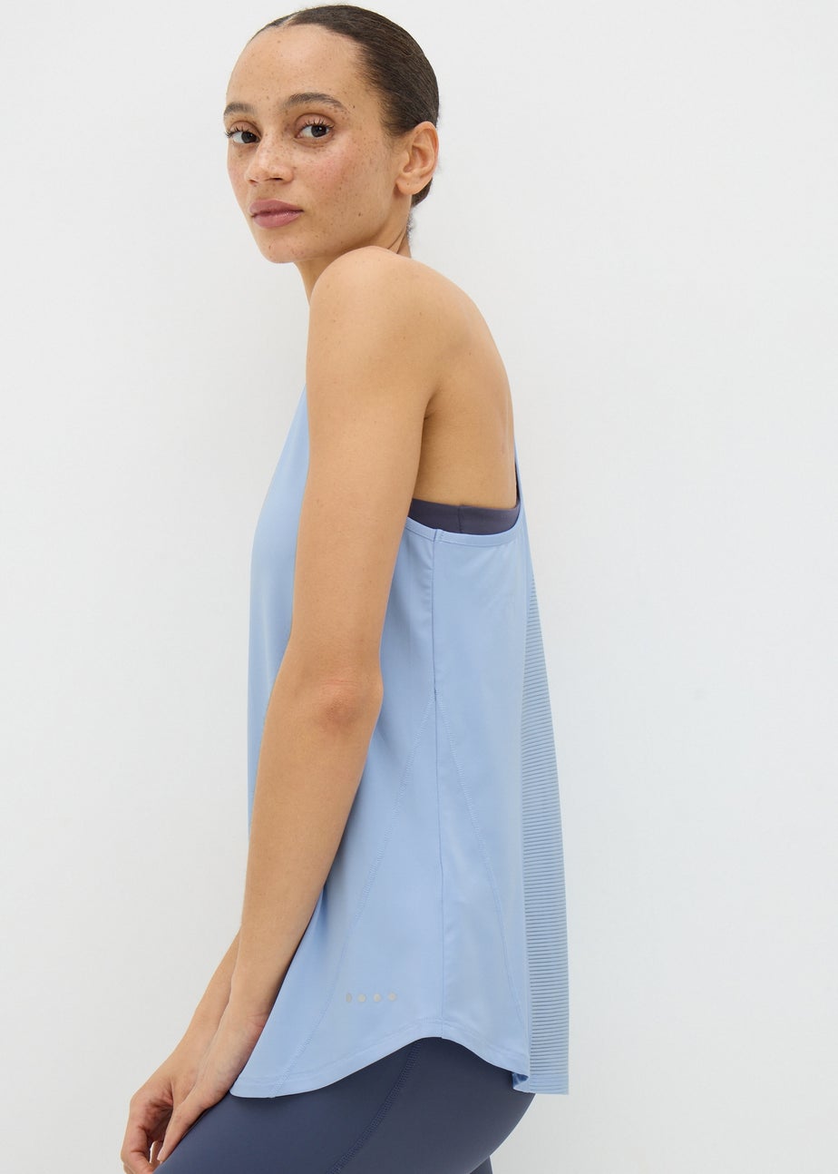 Blue Mesh Detail Vest Top