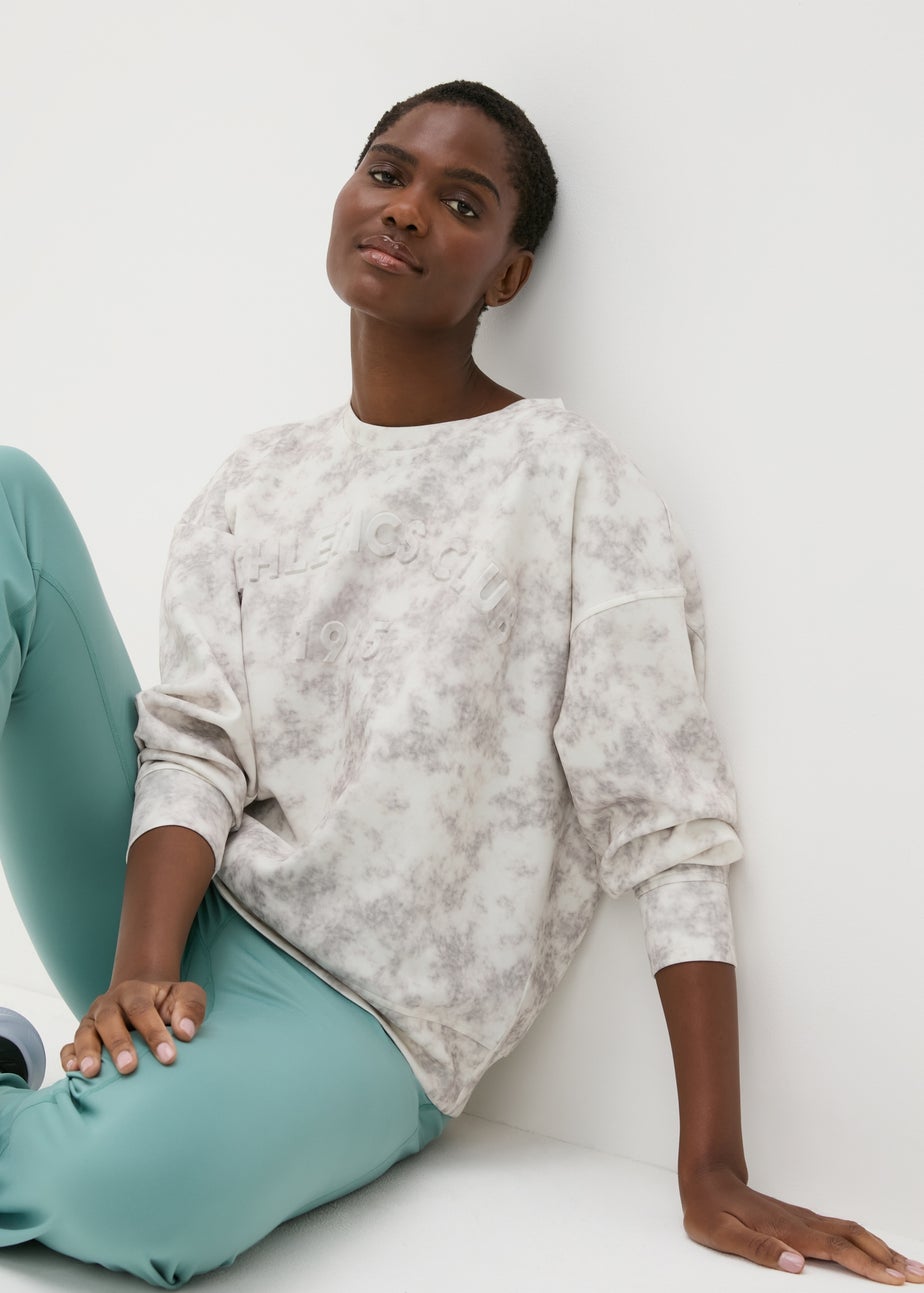 Souluxe Cream Athletics Club Patterned Sweatshirt