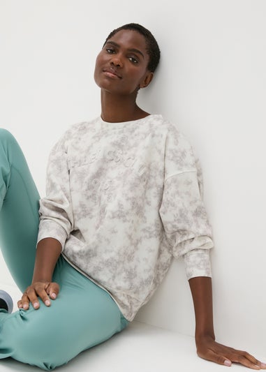 Souluxe Cream Athletics Club Patterned Sweatshirt