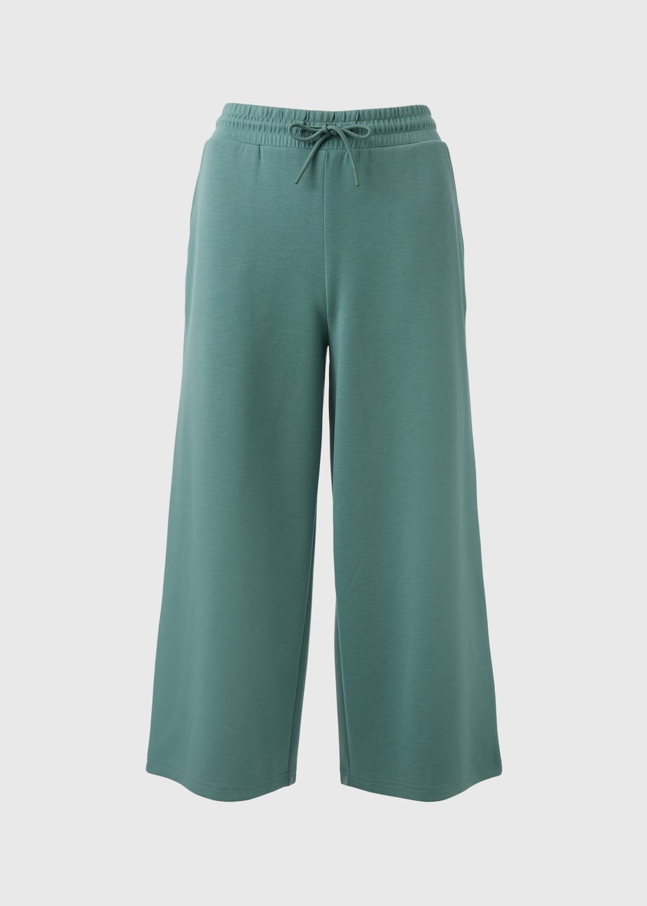 Souluxe Green Wide Leg Cropped Jogging Bottoms
