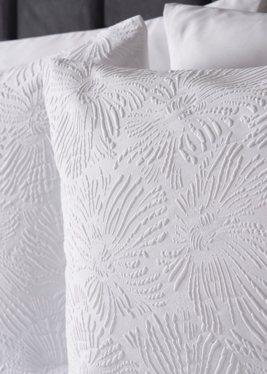 White Flower Embossed Duvet Set